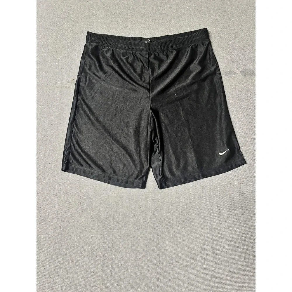 Nike Men M Vintage Shiny Athletic Shorts Nylon Black Made in USA No Elastic